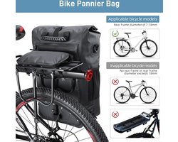 3-in-1 fietstas, bagagedrager, 25 liter, bagagedragertas, rugzak, schoudertas met reflectoren, 100% waterdicht en reflecterend, met uitneembare laptoptas