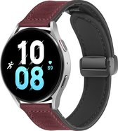 MNCdigi - Leather Silicone hybride band - 22 MM - Rood - Smartwatchband voor Samsung Galaxy Watch 3 45mm, Huawei Watch 4, 4 Pro, GT2 46mm, GT 2 Pro, GT 3 Pro, GT 2e, GT Active Watch, Watch 3, Watch 3 Pro, Watch GT Runner, GT3 46mm, Xiaomi Amazfit