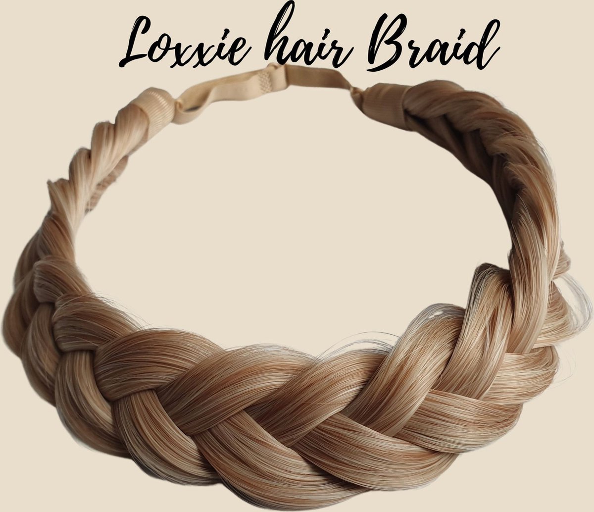 Loxxie® haarband met vlecht haar extensions braid verstelbaar universele pasvorm donker goud blond wit blond