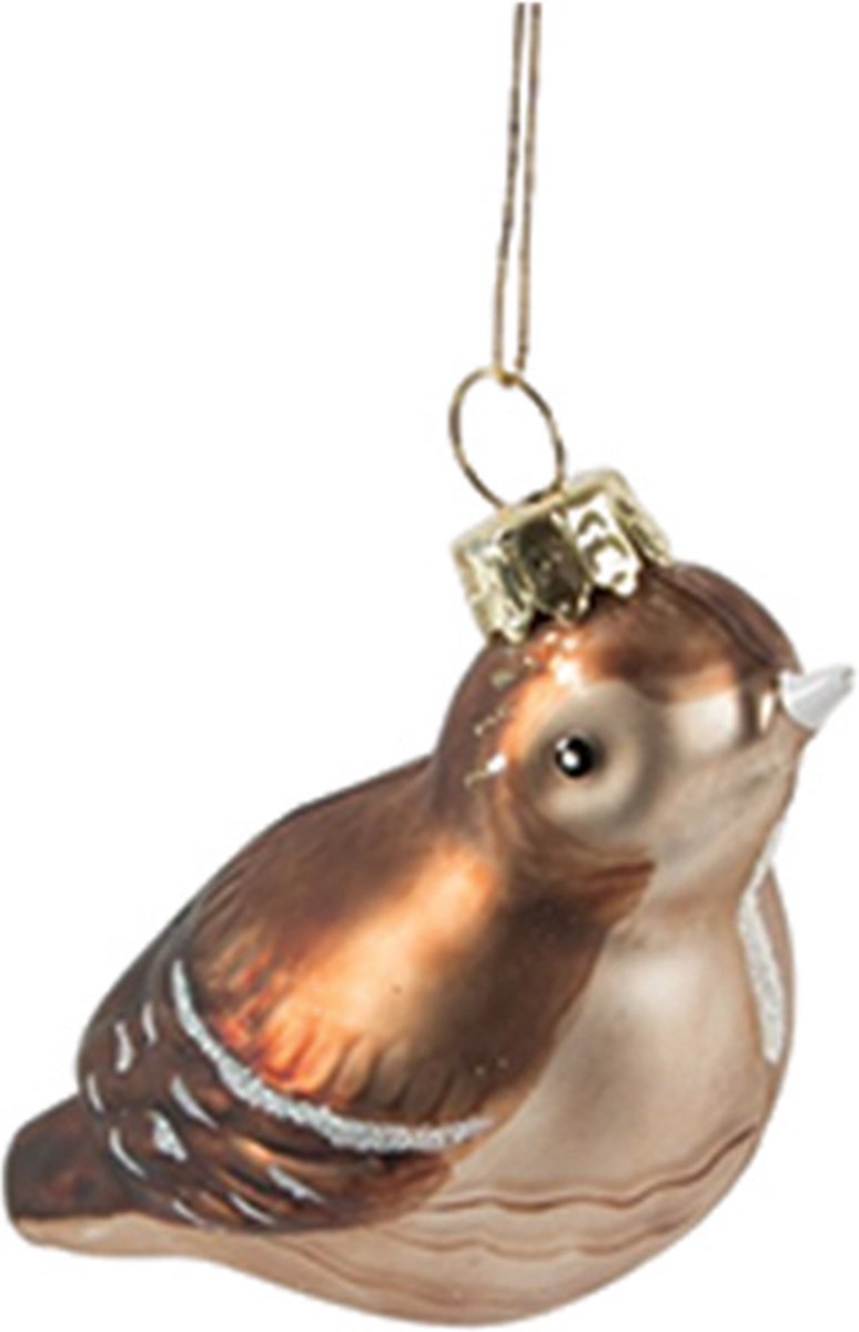 Bruin Brits vogeltje kerstbal - Sass & Belle