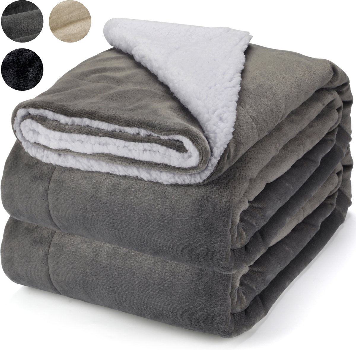 Pazzo Goods Fleece Plaid XXL – 220x170 cm – Dekentje voor op de Bank – Fleece Deken Licht Grijs – Plaid voor Woonkamer & Bank – Comfortabele Bank Deken – Warm & Zacht – Cadeau
