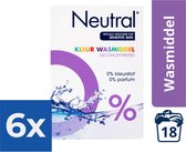 Neutral 0% Kleur Parfumvrij Waspoeder - 18 wasbeurten - 1-188 kg - Wasmiddel - Voordeelverpakking 6 stuks
