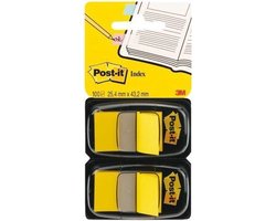 Post-it® Index Standaard, Duo Pack, Geel, 25.4 x 43.2 mm, 50 Tabs/Dispenser