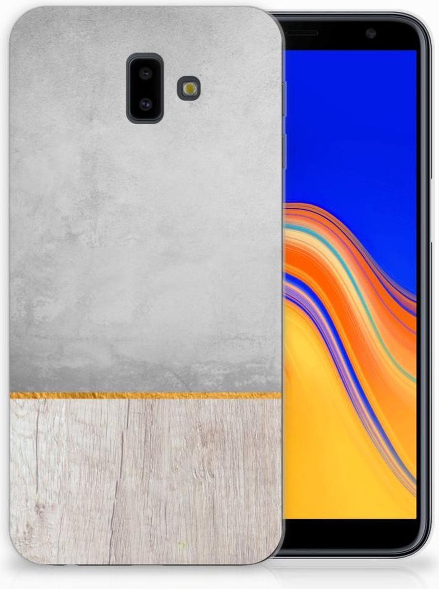 Samsung Galaxy J6 Plus (2018) Bumper Hoesje Wood Concrete
