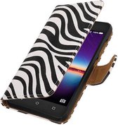 Zebra Bookstyle Wallet Case Hoesjes voor Huawei Y3 II Wit