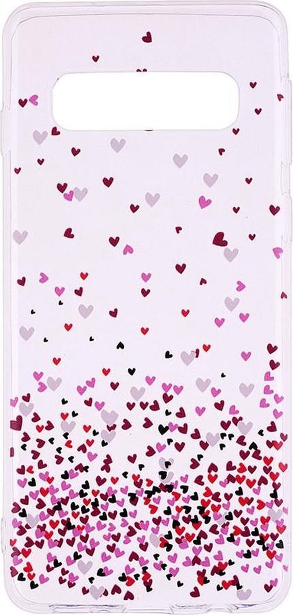 Shop4 - Geschikt voor Samsung Galaxy S10 Hoesje - Zachte Back Case Hartjes Paars