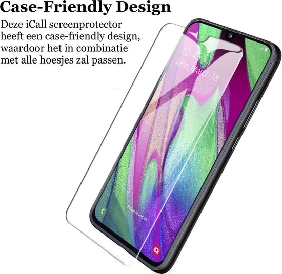 Hoesje geschikt voor Samsung Galaxy A40 - Anti Shock Proof Siliconen Back Cover Case Hoes Transparant - Tempered Glass Screenprotector - iCall