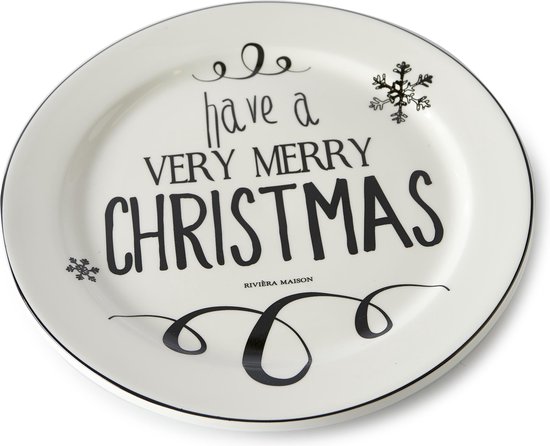 Bezem Scenario Voor type Riviera Maison - Have A Very Merry Christmas Plate - Wit - Dinerbord -  Porselein | bol.com