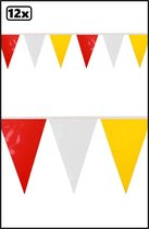 12x PVC vlaggenlijn rood-wit-geel 10 meter BRANDVEILIG