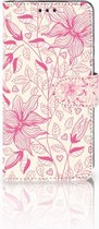 Huawei P30 Uniek Boekhoesje Pink Flowers
