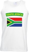 Singlet shirt/ tanktop Zuid Afrikaanse vlag wit heren L