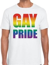 Gay pride regenboog t-shirt wit voor heren M