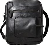 Unisex Schoudertas Crossbody Tas - Soepel Rundleer - Verstelbare Schouderriem - Zwart