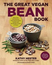 Boek 'The Great Vegan Bean Book' met schalen gevuld met verschillende soorten bonen. Bevat meer dan 100 veganistische recepten.