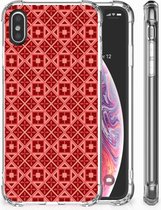 Shockproof siliconen hoesje Geschikt voor iPhoneX/10 | Xs Batik Red