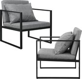 Design fauteuil met kussens 70x60x60 cm set van 2 donkergrijs
