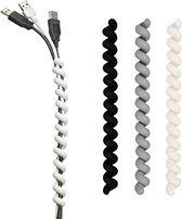 Kabelbinders - Flexibel - Cable Twister - Wit - Grijs - Zwart - Set van 3 stuks - 19 x Ø 1,5 cm