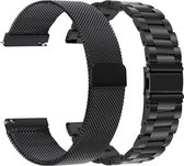 YONO Metalen en Milanees Bandjes Zwart geschikt voor Samsung Gear S3 en Galaxy Watch 46mm - Vervangende RVS Armbanden Set