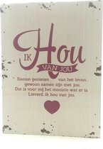 Houten tekstbord "Ik hou van jou"