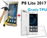Huawei P8 Lite 2017 ultra dunne transparant hoesje + Screenprotector / tempered glass