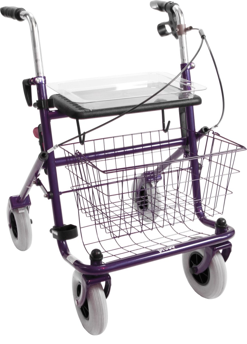 Rollator 43 cm zitbreedte - Premis Provo - Tot 120 kg - In hoogte verstelbaar - Voorzien van Eenzijdige rem Links - Metallic Titanium