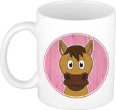 1x Paarden beker / mok - 300 ml keramiek - paard dieren bekers voor kinderen