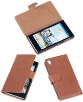 BestCases Brown véritable Bookcase de couverture de cas en cuir pour Sony Xperia Z1