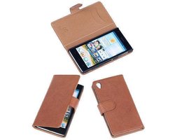 BestCases Bruin Echt Lederen Bookcase Cover Hoesje Sony Xperia Z1