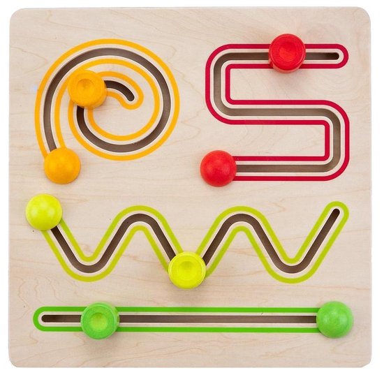 Sliding puzzle 30 x 30 cm 4 shapes rubber wood van Basically 玩具 — afbeelding 3