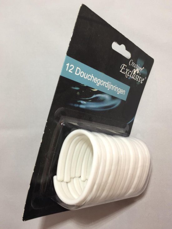 Douchegordijnringen 12 witte douchegordijn ringen