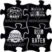 Alchemy Gothic Onderzetter Gothic Cocktails puzzle Set van 4 Wit