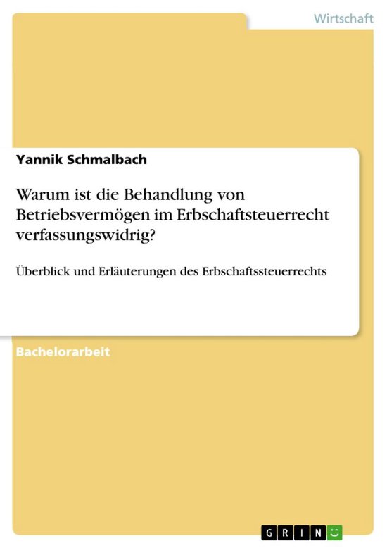 Warum ist die Behandlung von Betriebsvermögen im Erbschafts ... - cover