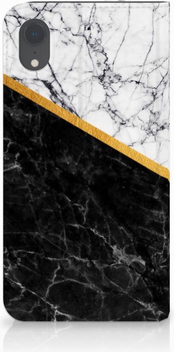 Apple iPhone Xr Standcase Marmer Wit Zwart - Origineel Cadeau Man