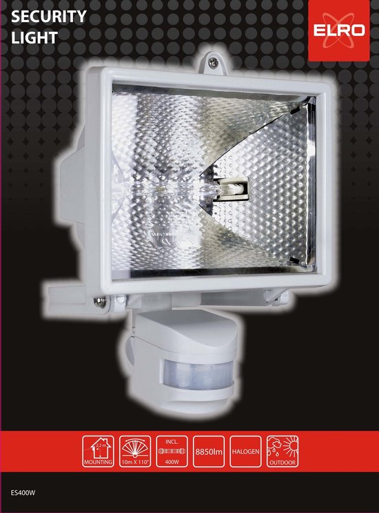 sponsor teller Uitreiken ELRO ES400W Halogeenlamp schijnwerper met bewegingsmelder 8850 lm - Wit |  bol.com