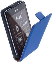 LELYCASE Flip Case Lederen Cover LG Optimus L4 2 Blauw