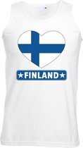 Finland hart vlag singlet shirt/ tanktop wit heren XL