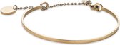 Twice As Nice Armband in goudkleurig edelstaal, bangle met ketting en ronde  19 cm