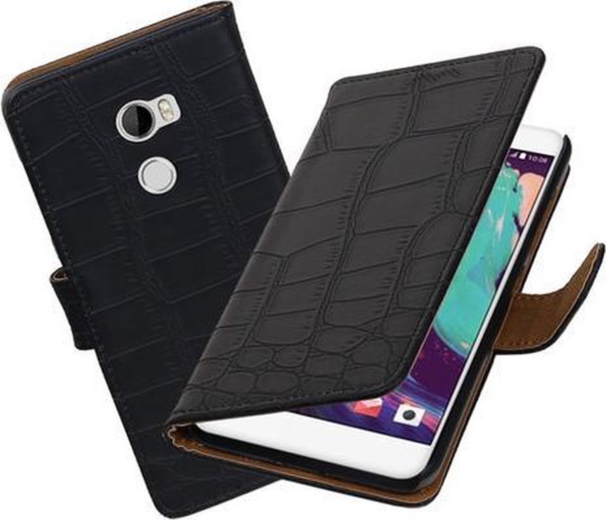 BestCases.nl HTC One X10 Krokodil booktype hoesje Zwart