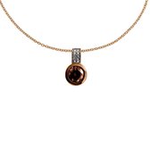 Diamonfire - Zilveren collier met hanger 45 cm - Rosegoudverguld Kastzetting - Bruine steen
