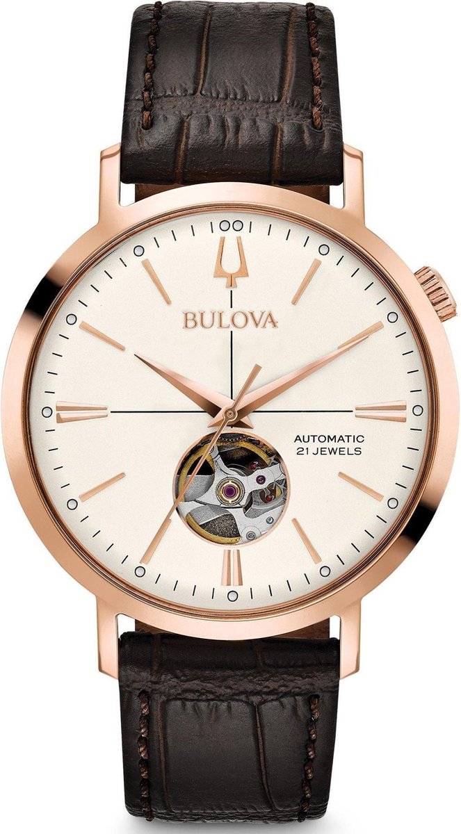 Bulova Classic Automatic 97A136 Horloge - Leer - Bruin - Ø 41 mm