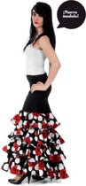 Spaanse Flamenco Luxe Rok - Maat XL - Rozen en Volantes - Verkleed Rok