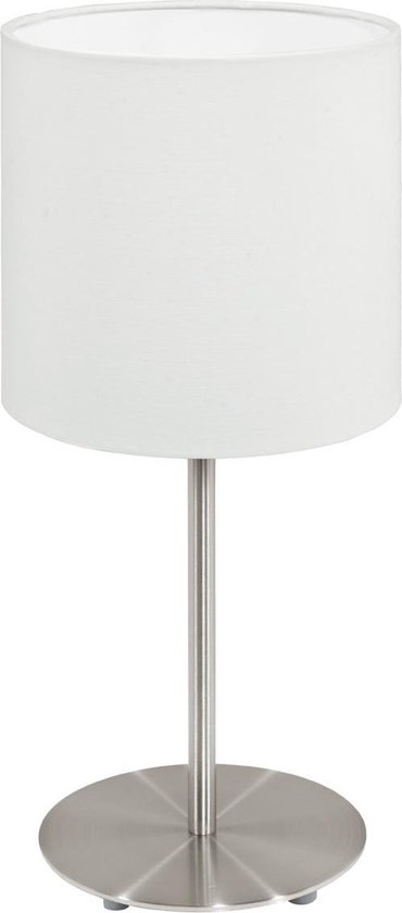 EGLO Pasteri - Tafellamp - 1 Lichts - Ø140mm. - Nikkel-Mat - Wit