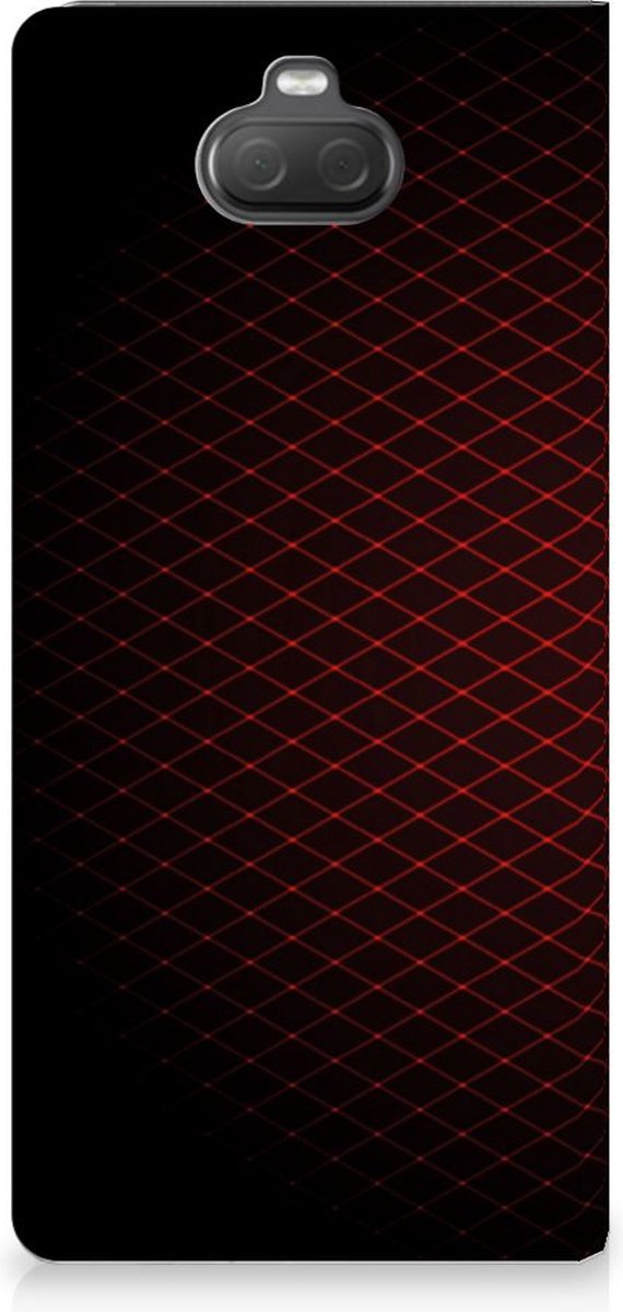Sony Xperia 10 Plus Hoesje met Magneet Geruit Rood