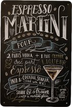 Wandbord - Espresso martini - Metalen wandbord - Mancave - Metalen borden - Mancave decoratie - metal sign - Cocktails - Bar decoratie - Retro - Decoratie - UV bestendigt - 20 x 30cm - Wandbord - Dec