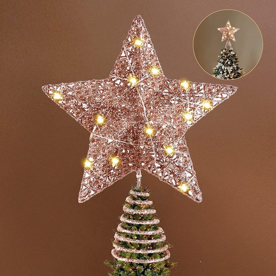 Étoile de sapin de Noël, pointes de sapin de Noël en or rose de 20 cm,  étoile... | bol