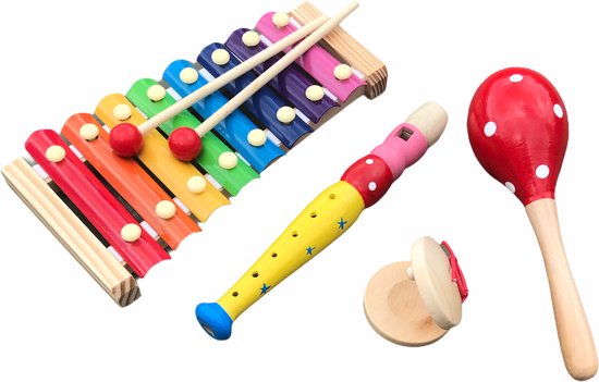 Houten muziekinstrumenten set 4-delig | bol.com