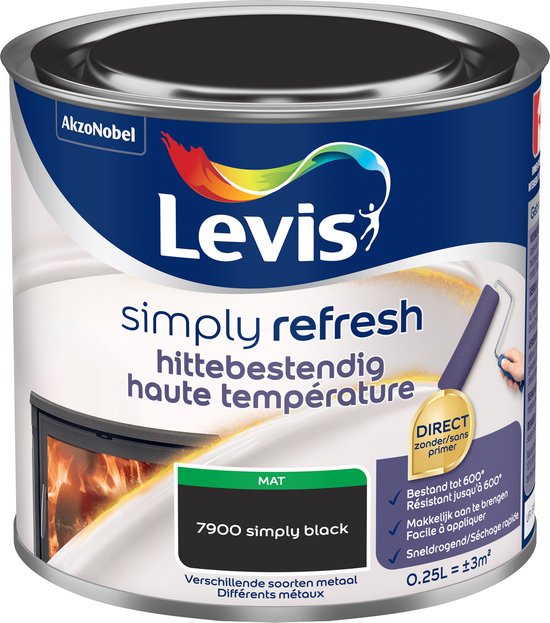 Levis Simply Refresh Hittebestendig - Mat - Simply Black - 0.25L