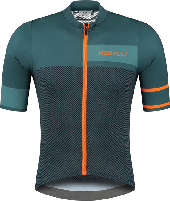 Rogelli Block Fietsshirt - Korte Mouwen - Heren - Groen, Oranje - Maat 2XL