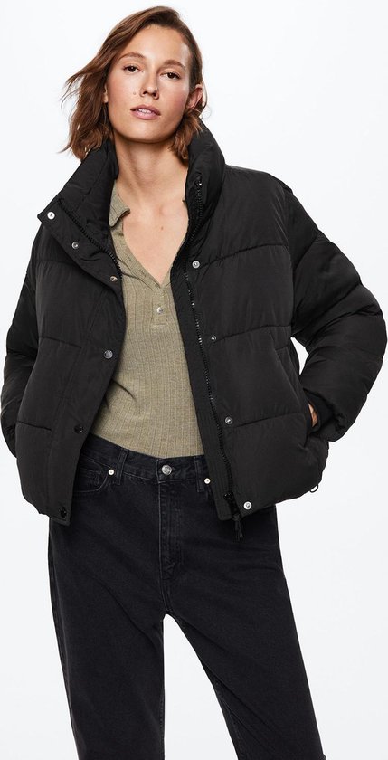 AKAUFENG Jas meisjes winterjas kinderen anorak gewatteerde jas met bontcapuchon mini muis patroon design, zwart, 130