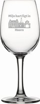 Gegraveerde witte wijnglas 26cl Hoorn